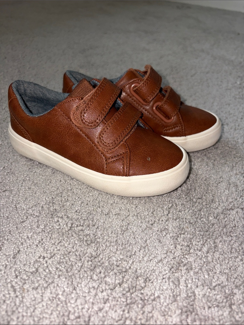 Cat & Jack Brown Faux-Leather Velcro Kids Sneakers